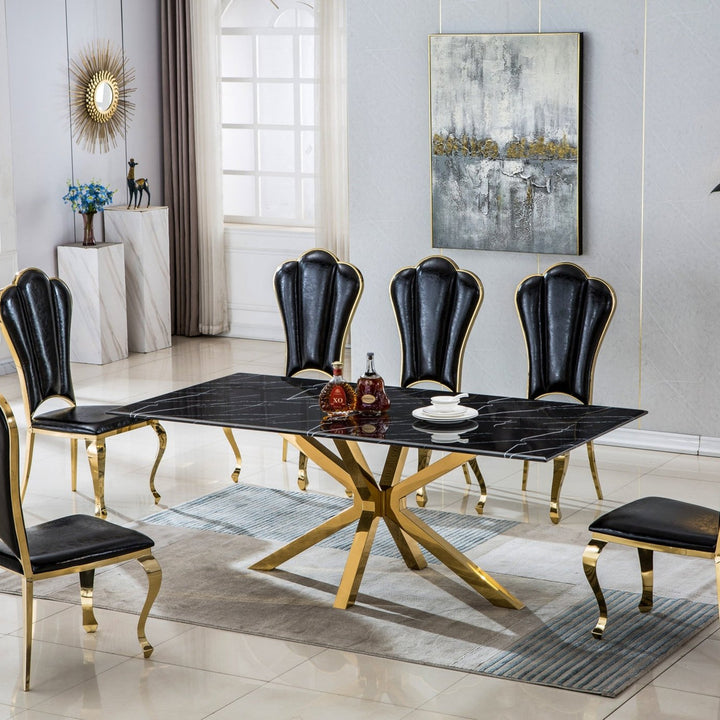 DT202GMB MESA COMEDOR DORADA NEGRA