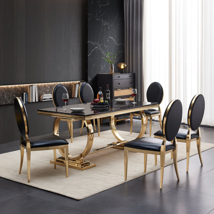 RDT316GMB MESA COMEDOR DORADA NEGRA