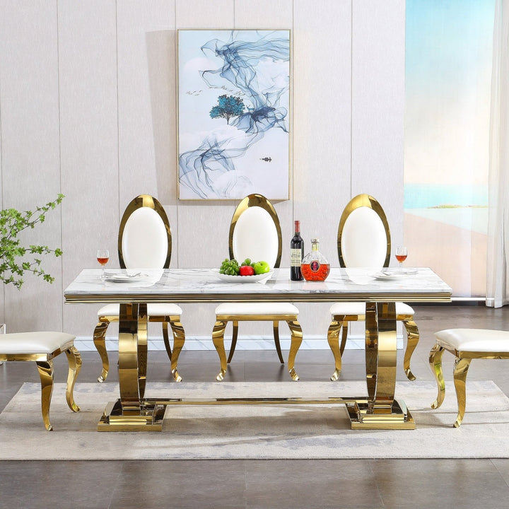 RDT316GM MESA COMEDOR DORADA BLANCA