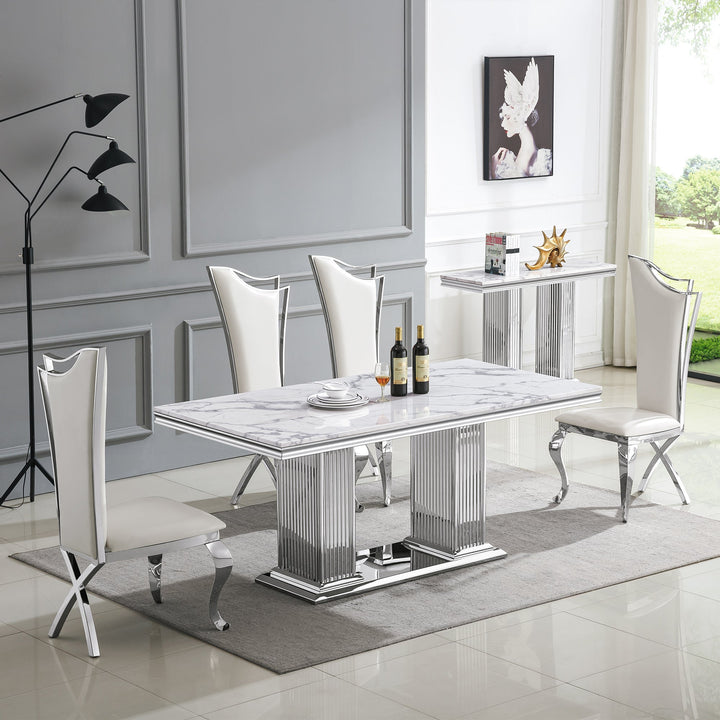 DT301 MESA DE COMEDOR PLATA BLANCO