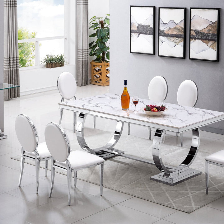 RDT316SM MESA DE COMEDOR PLATA BLANCO