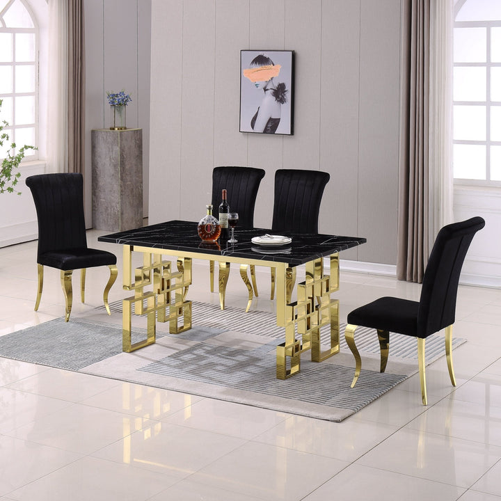 RDT213GMB MESA DE COMEDOR DORADA NEGRA